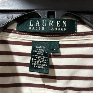 Lauren Ralph Lauren Brown and Cream Striped Shirt